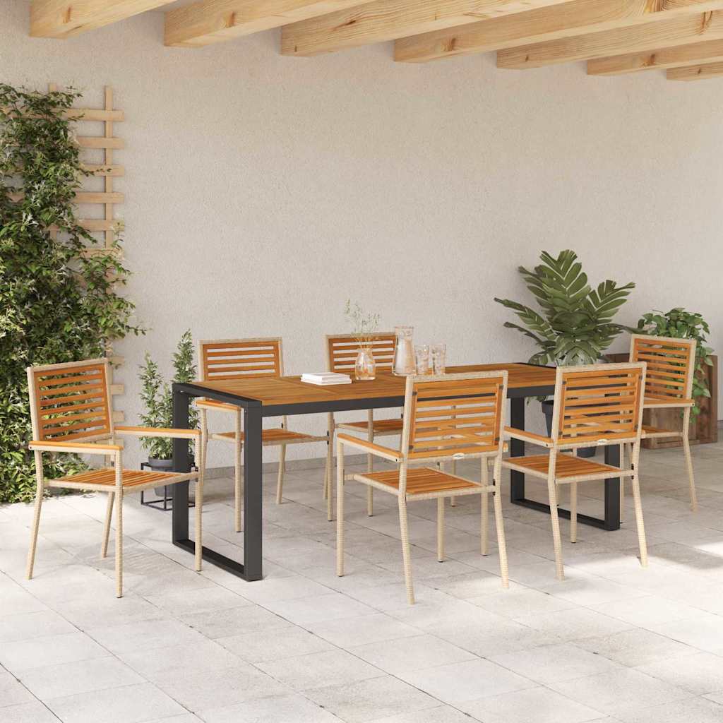 Garten Essgruppe 7 pcs Beige und Braun 200 x 80 x 75 cm